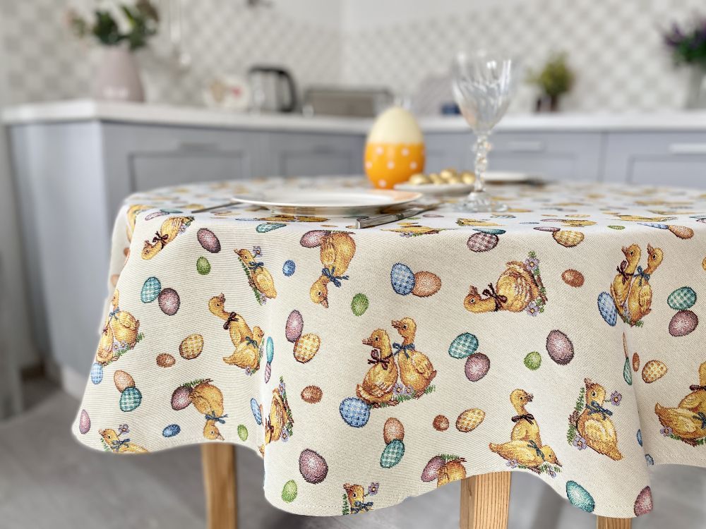 Easter tapestry Round tablecloth «Easter Ducks» Limaso Textile