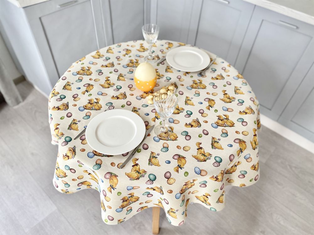 Easter tapestry Round tablecloth «Easter Ducks»