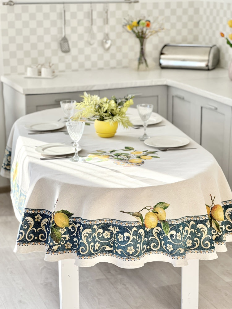 Oval Tapestry tablecloth «Lemons» Limaso Textile