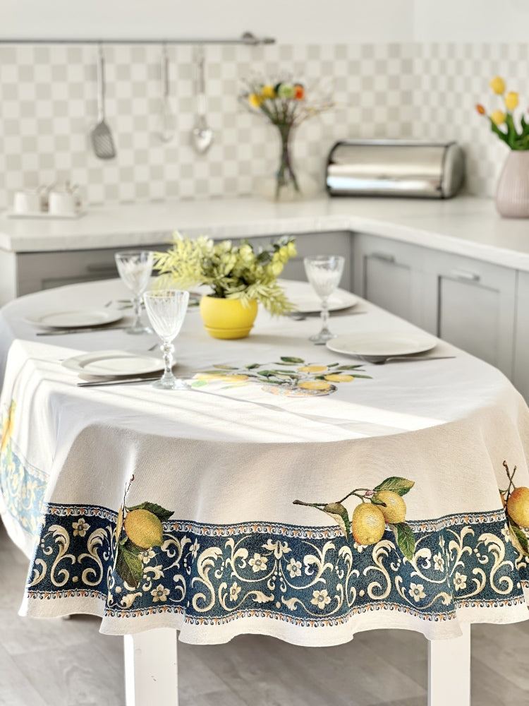 Oval Tapestry tablecloth «Lemons» Limaso Textile