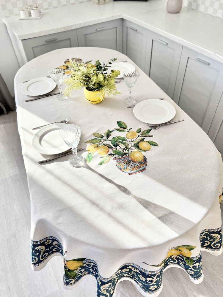 Oval Tapestry tablecloth «Lemons» Limaso Textile