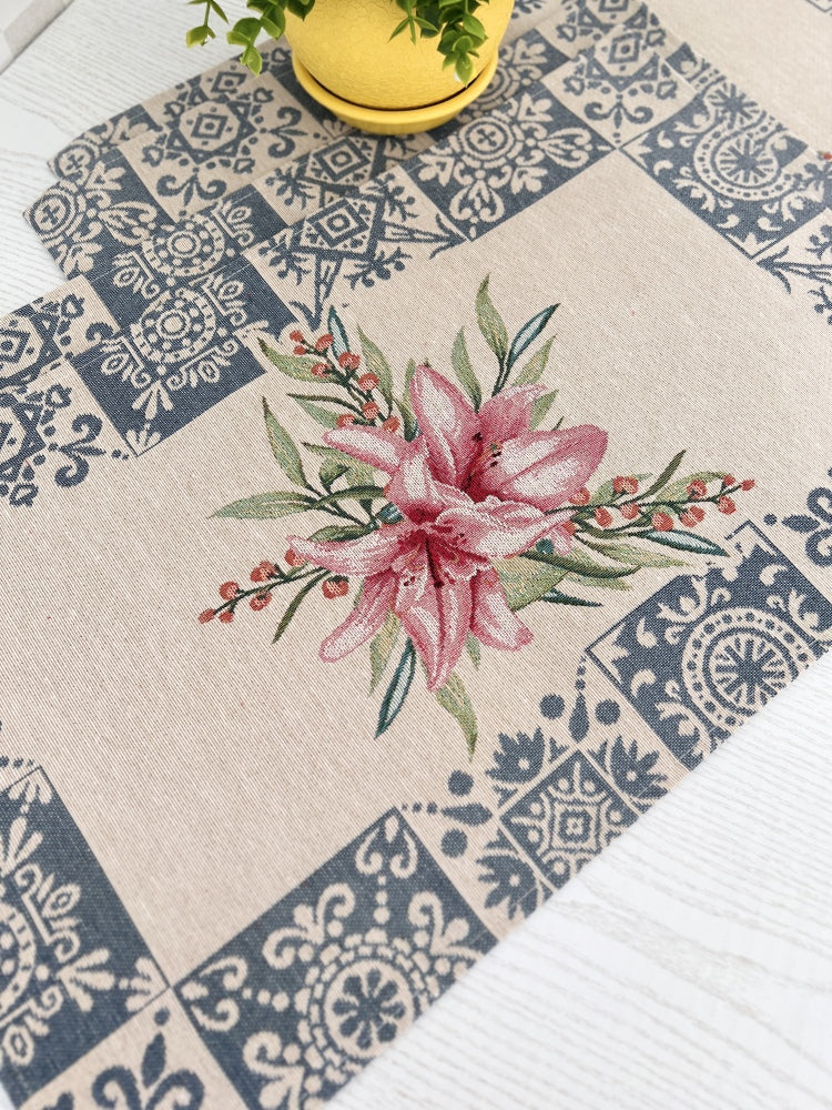 Tapestry Placemats set «Lilies» Limaso Textile