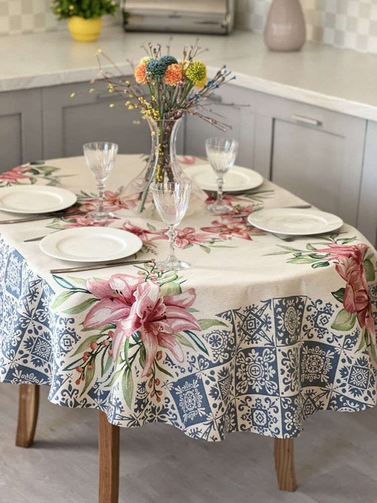 Oval Tapestry tablecloth «Lilies» Limaso Textile