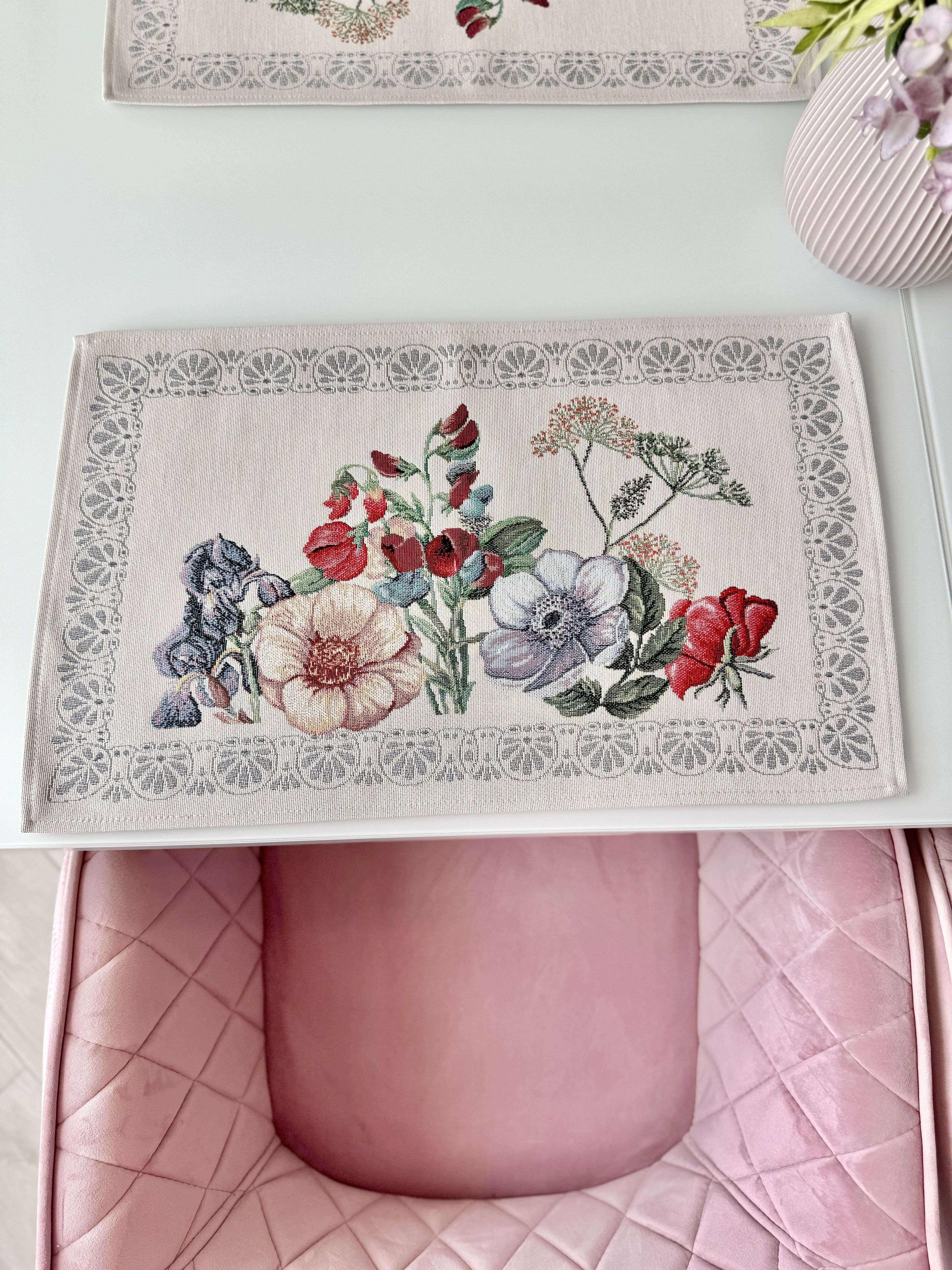 Tapestry Placemats set «MANDALAS FLOWERS» Limaso Textile