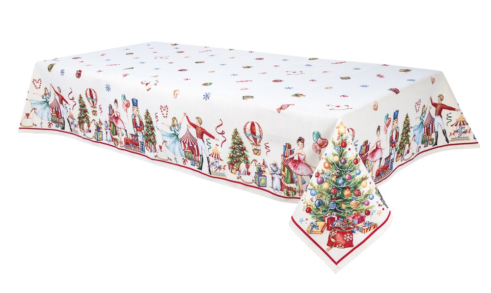 Christmas Tablecloth «Nutcracker soldier» with Golden Lurex - Premium Gobelin