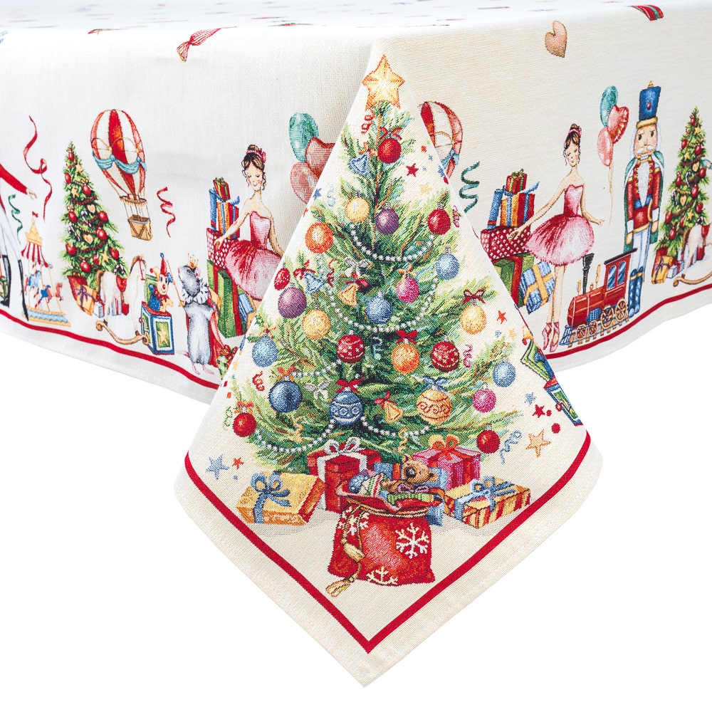 Christmas Tablecloth «Nutcracker soldier» with Golden Lurex - Premium Gobelin