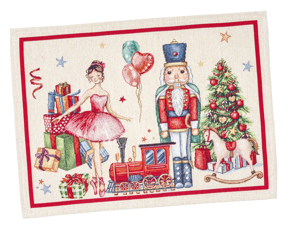 Christmas Placemat set «Nutcracker soldier» with Golden Lurex - Premium Gobelin