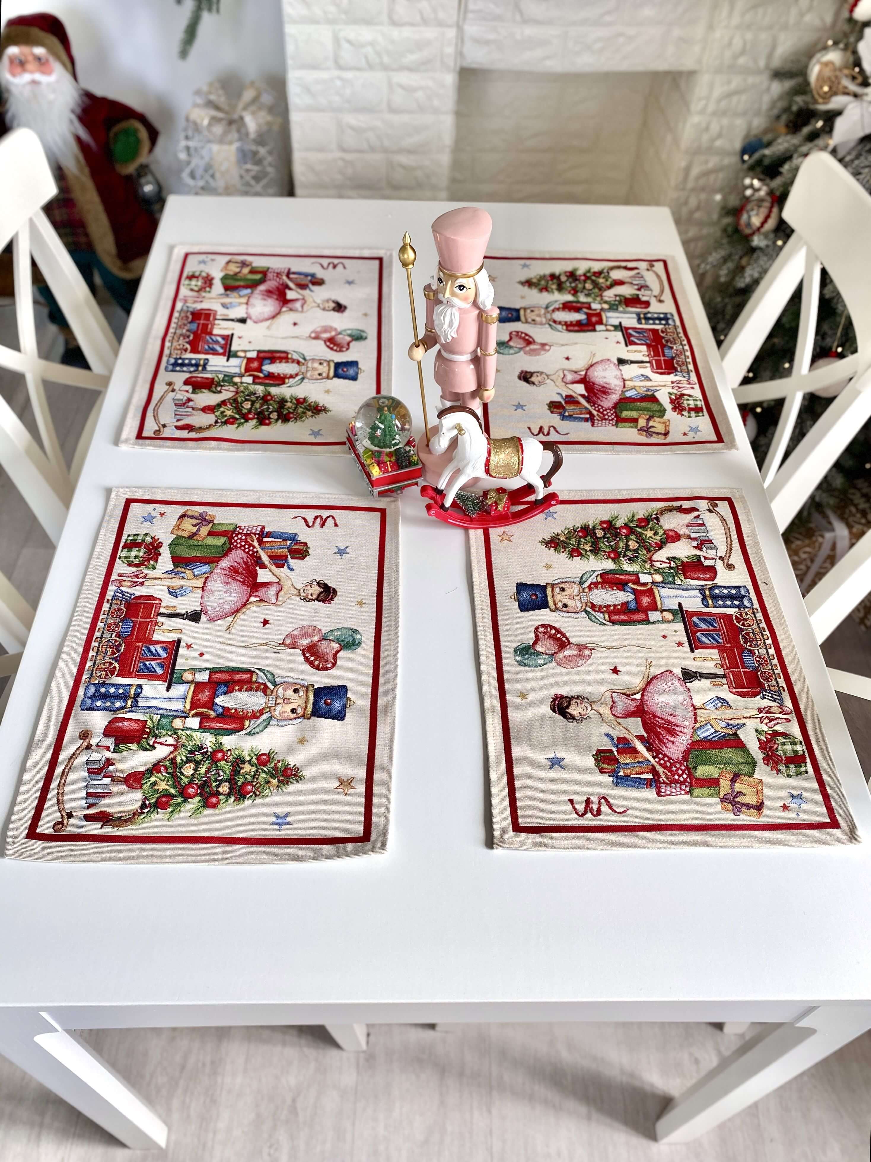 Christmas Placemat set «Nutcracker soldier» with Golden Lurex - Premium Gobelin - Textile4Family