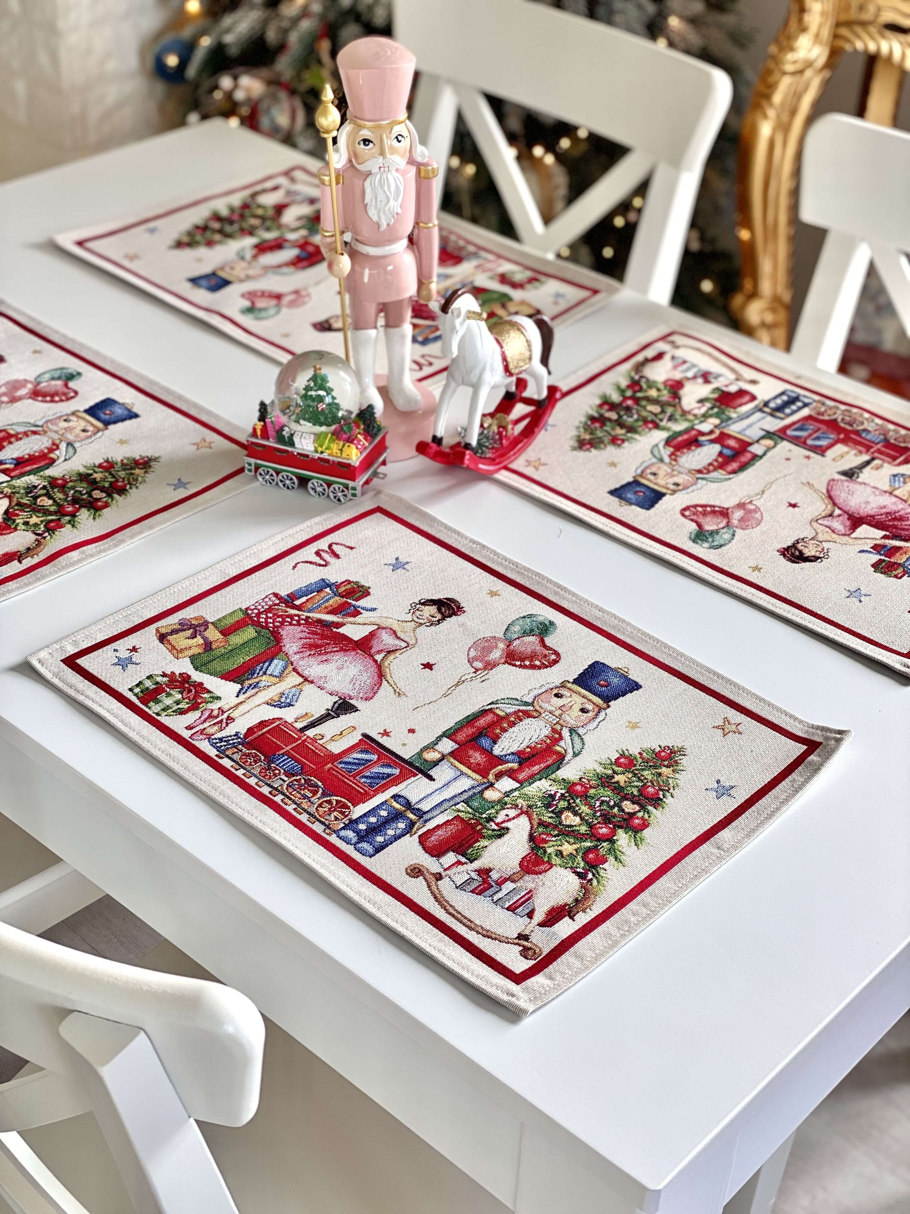 Christmas Placemat set «Nutcracker soldier» with Golden Lurex - Premium Gobelin - Textile4Family