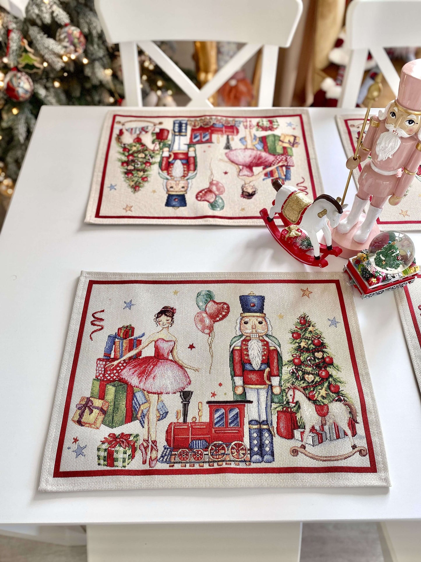 Christmas Placemat set «Nutcracker soldier» with Golden Lurex - Premium Gobelin