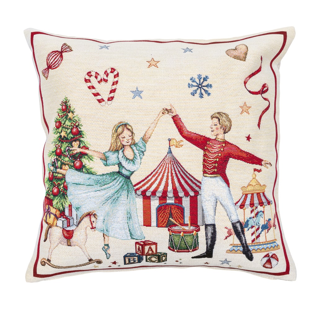 Christmas Pillow cover «Nutcracker soldier» with Golden Lurex - Premium Gobelin - Textile4Family