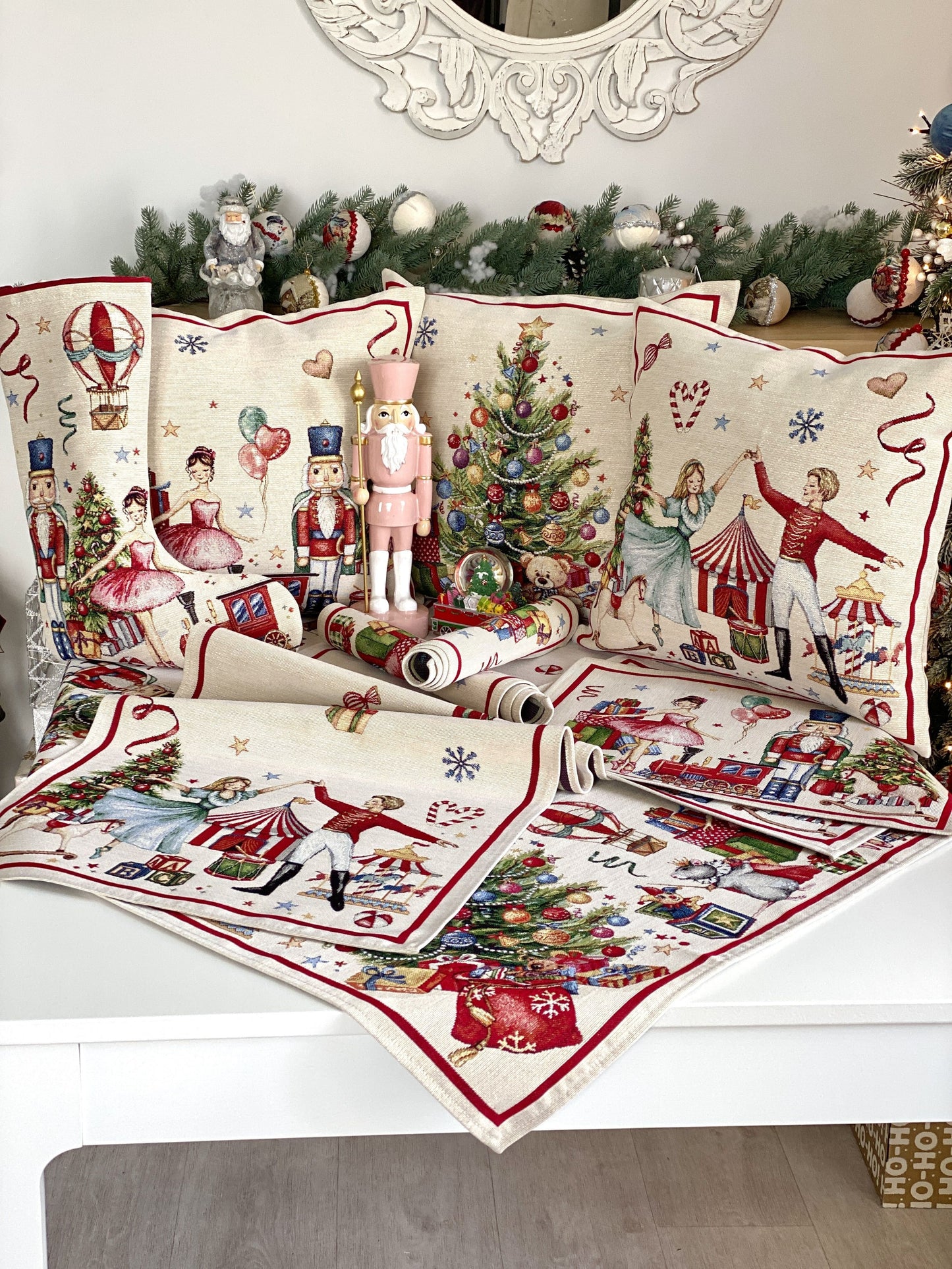 Christmas Pillow cover «Nutcracker soldier» with Golden Lurex - Premium Gobelin