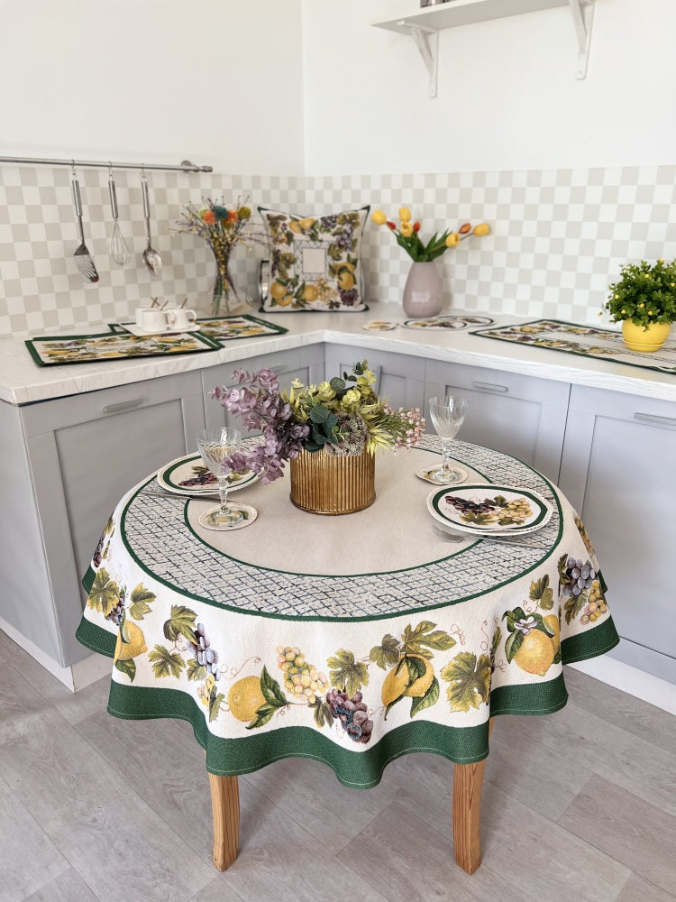 Round Tapestry Tablecloth «Grape» Limaso Textile