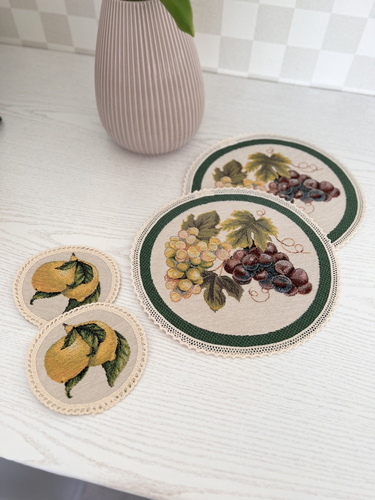 Tapestry coasters set of 6 «Grape» Limaso Textile