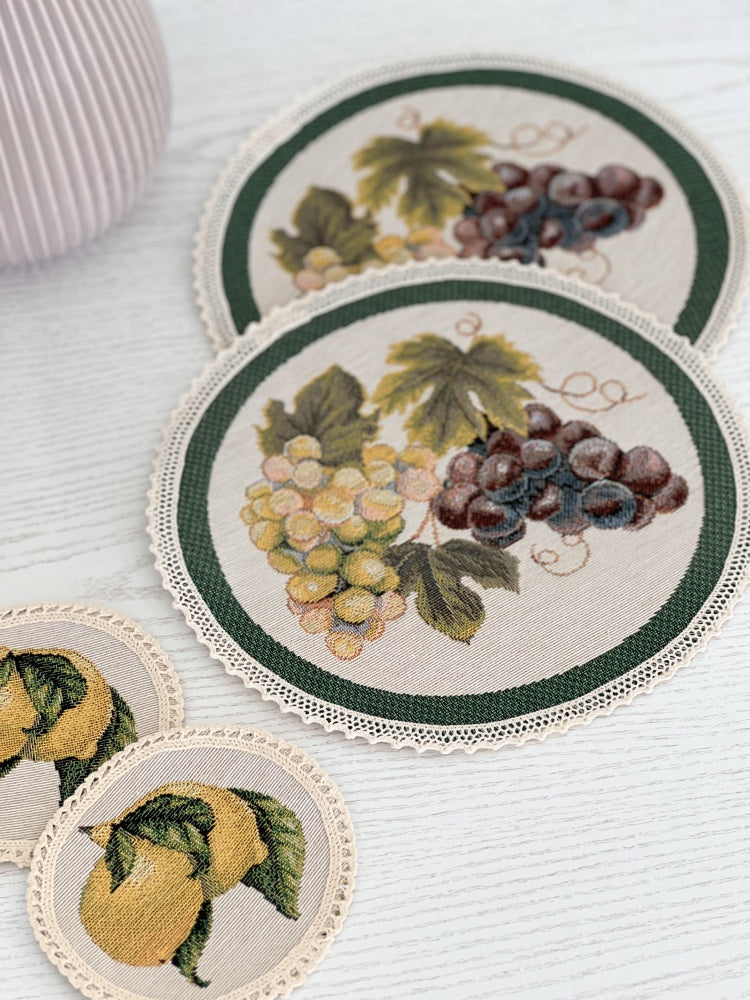 Tapestry coasters set of 6 «Grape» Limaso Textile