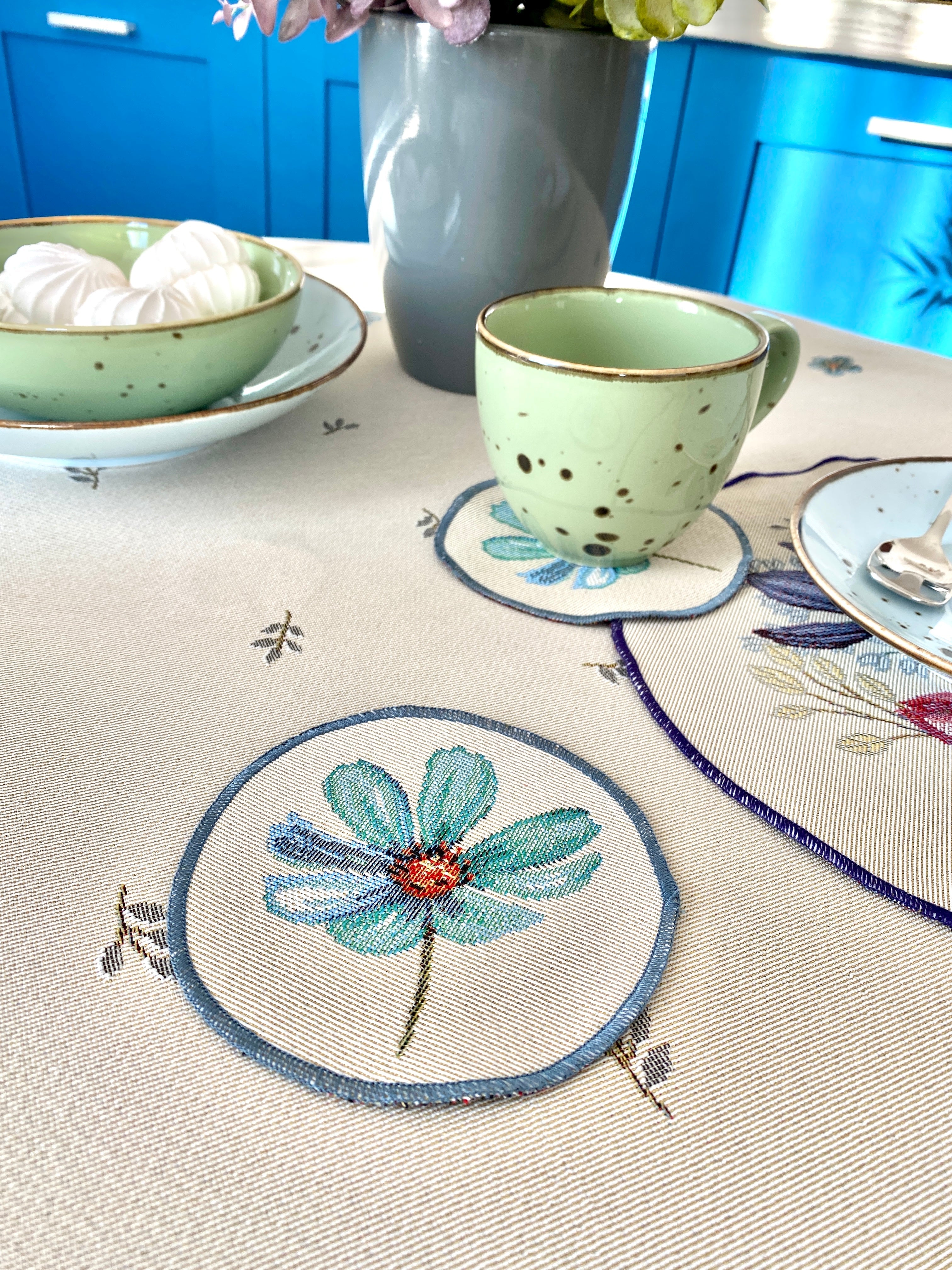 Tapestry coasters set of 6 «Wildflowers» Limaso Textile