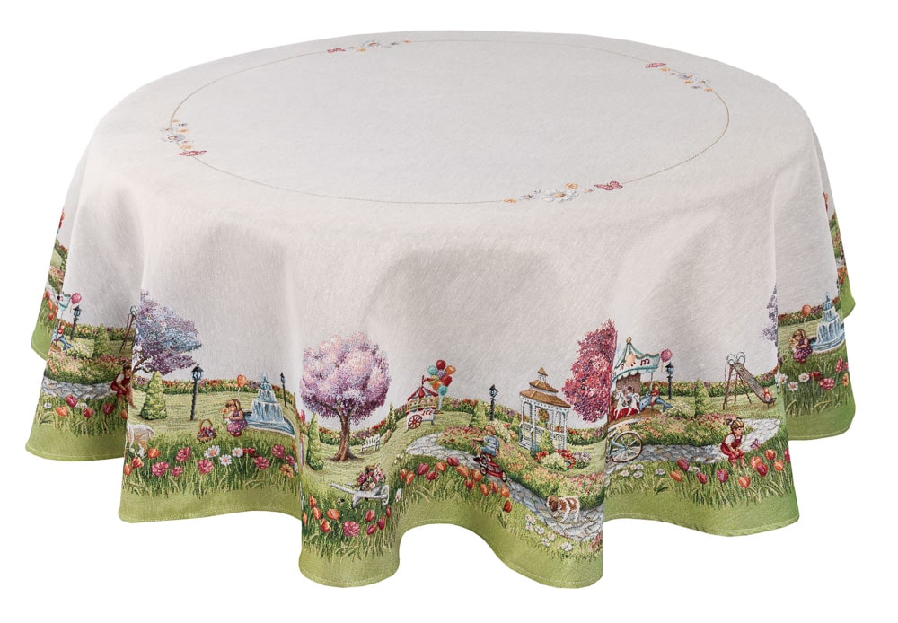 Round Tapestry Tablecloth «Spring gardens»