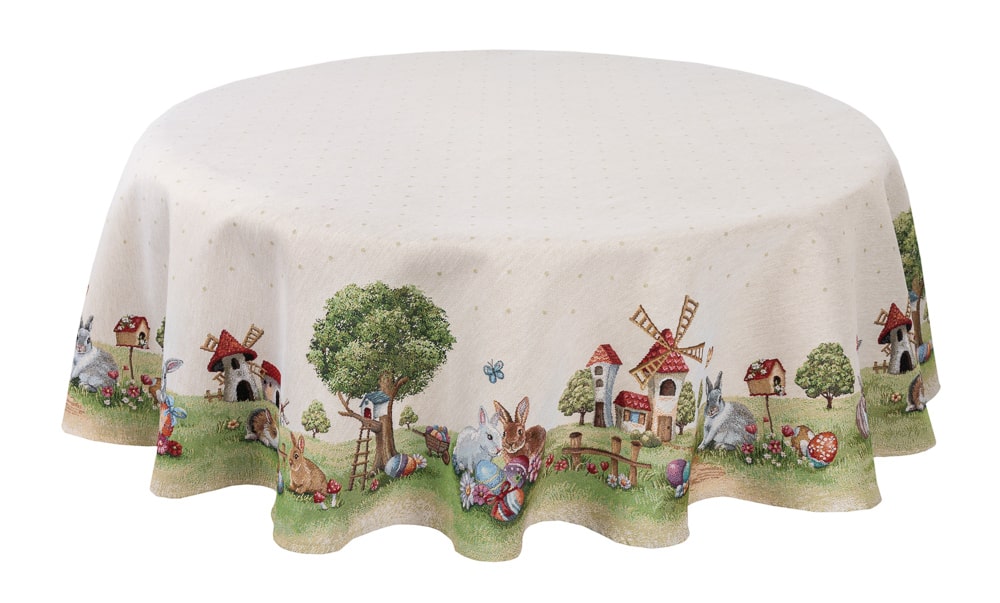 Round Easter tapestry tablecloth «Easter mood»
