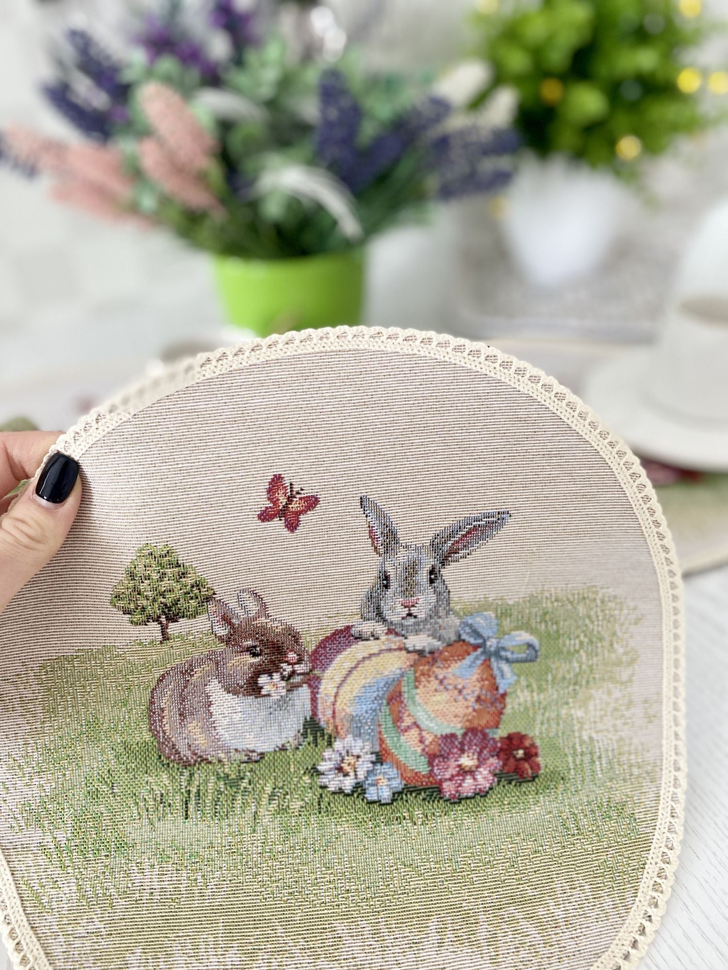 Easter tapestry coasters set of 6 «Easter mood» Limaso Textile