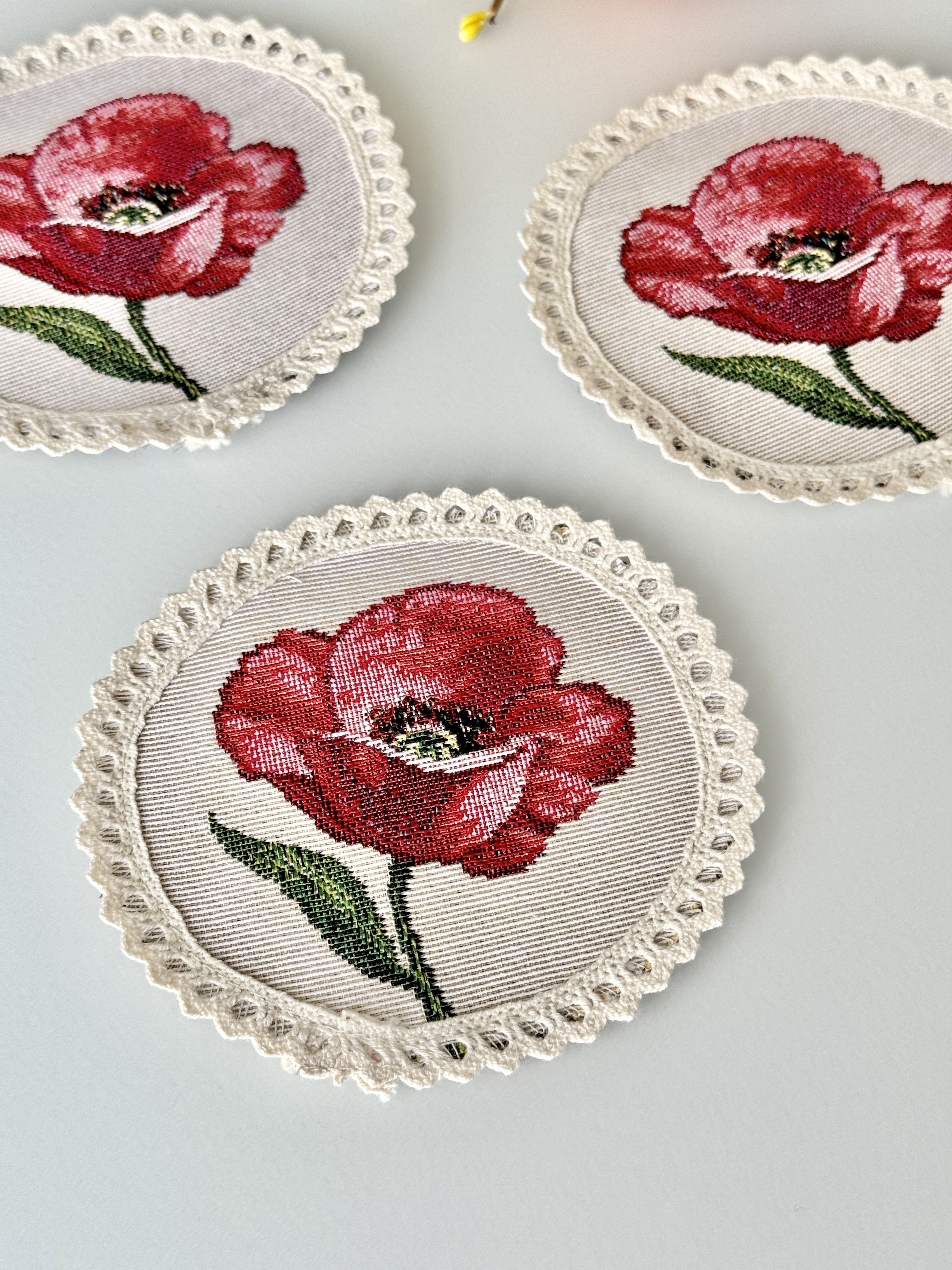 Tapestry coasters set of 6 «Spring Delight» Limaso Textile