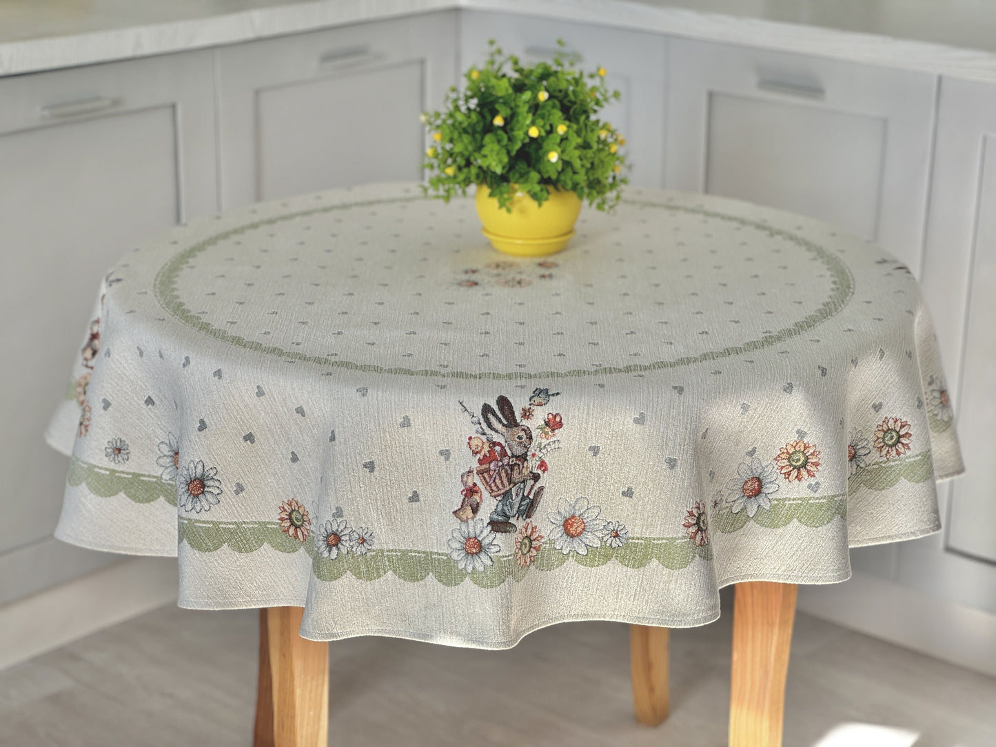 Easter tapestry tablecloth «Bunny in daisies» with microfibre