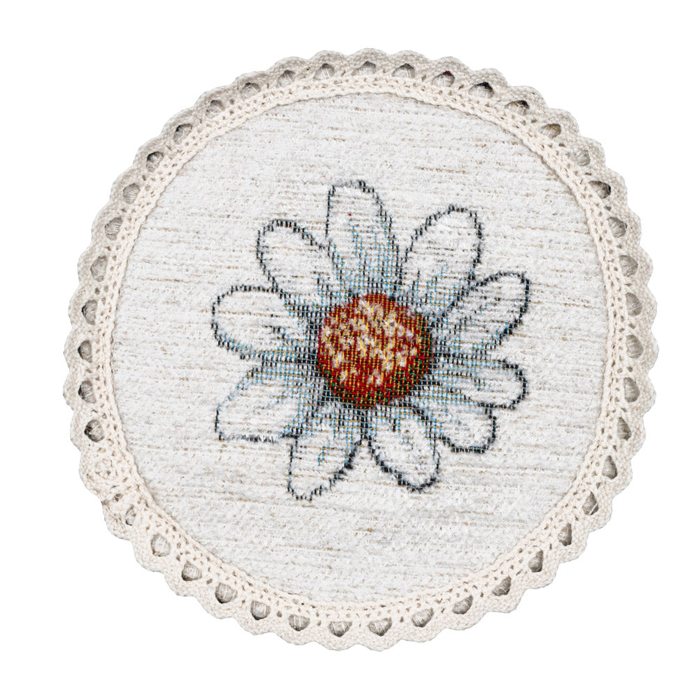 Easter tapestry coasters set of 6 «Bunny in daisies» with microfibre