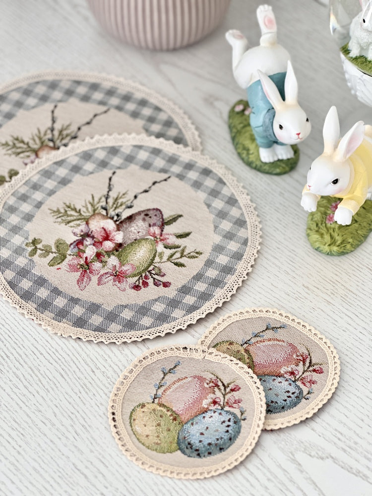 Easter tapestry coasters set of 6 «Lavender holiday» Limaso Textile