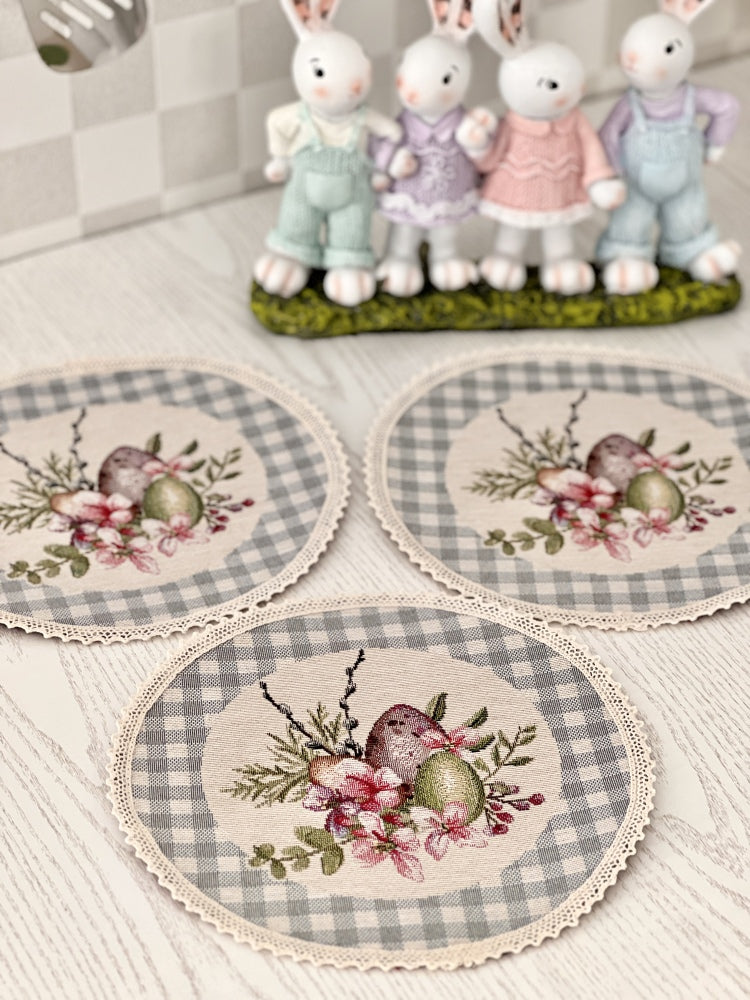Easter tapestry coasters set of 6 «Lavender holiday» Limaso Textile