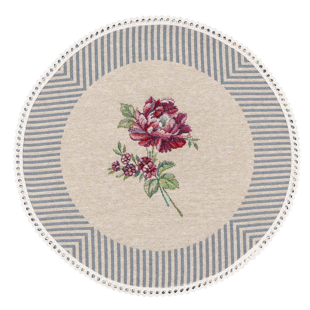 Easter tapestry coasters set of 6 «Bunny in Roses»