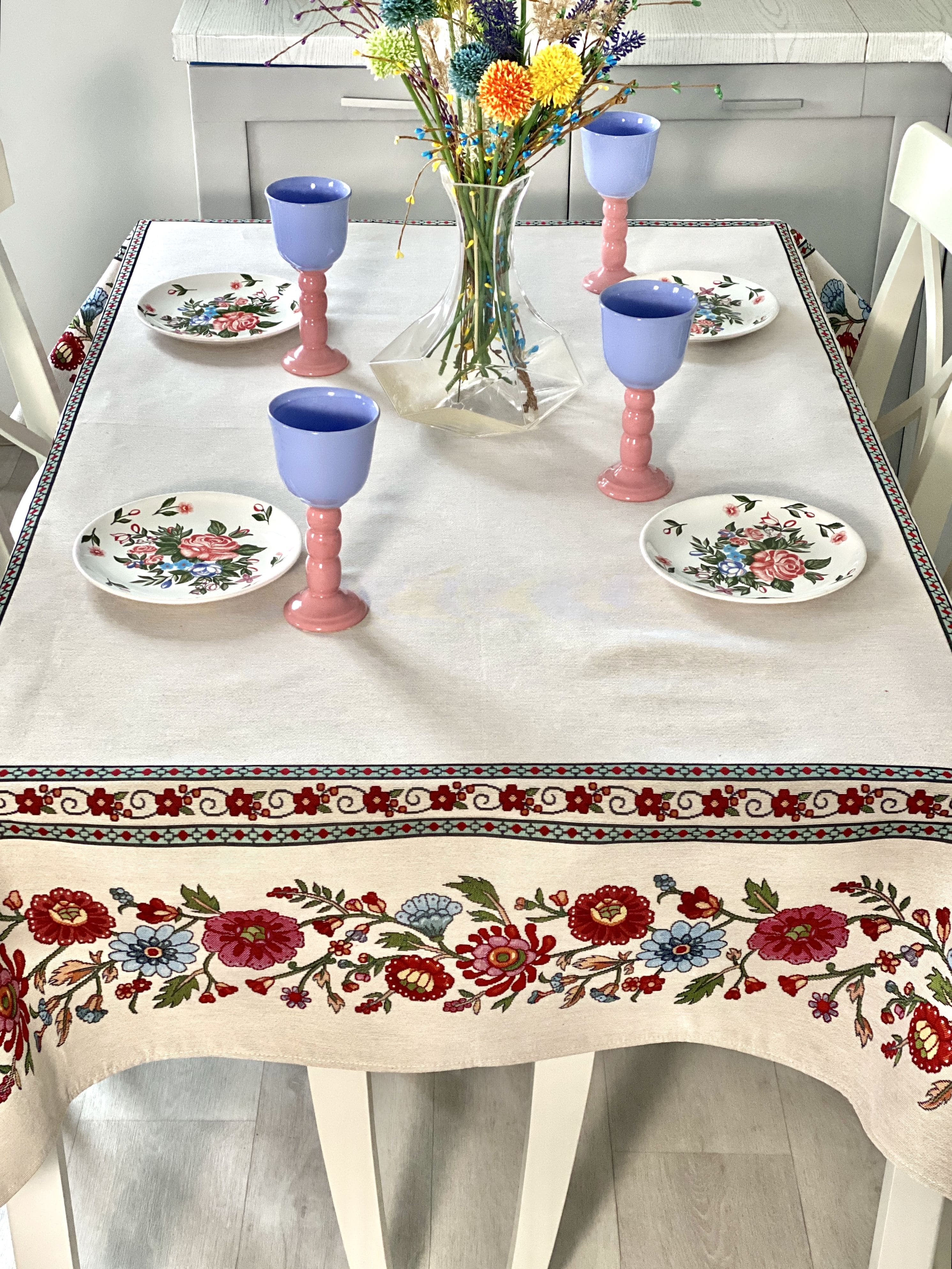 Rectangular tablecloth «Folk Floral» - Premium Tapestry - Textile4Family
