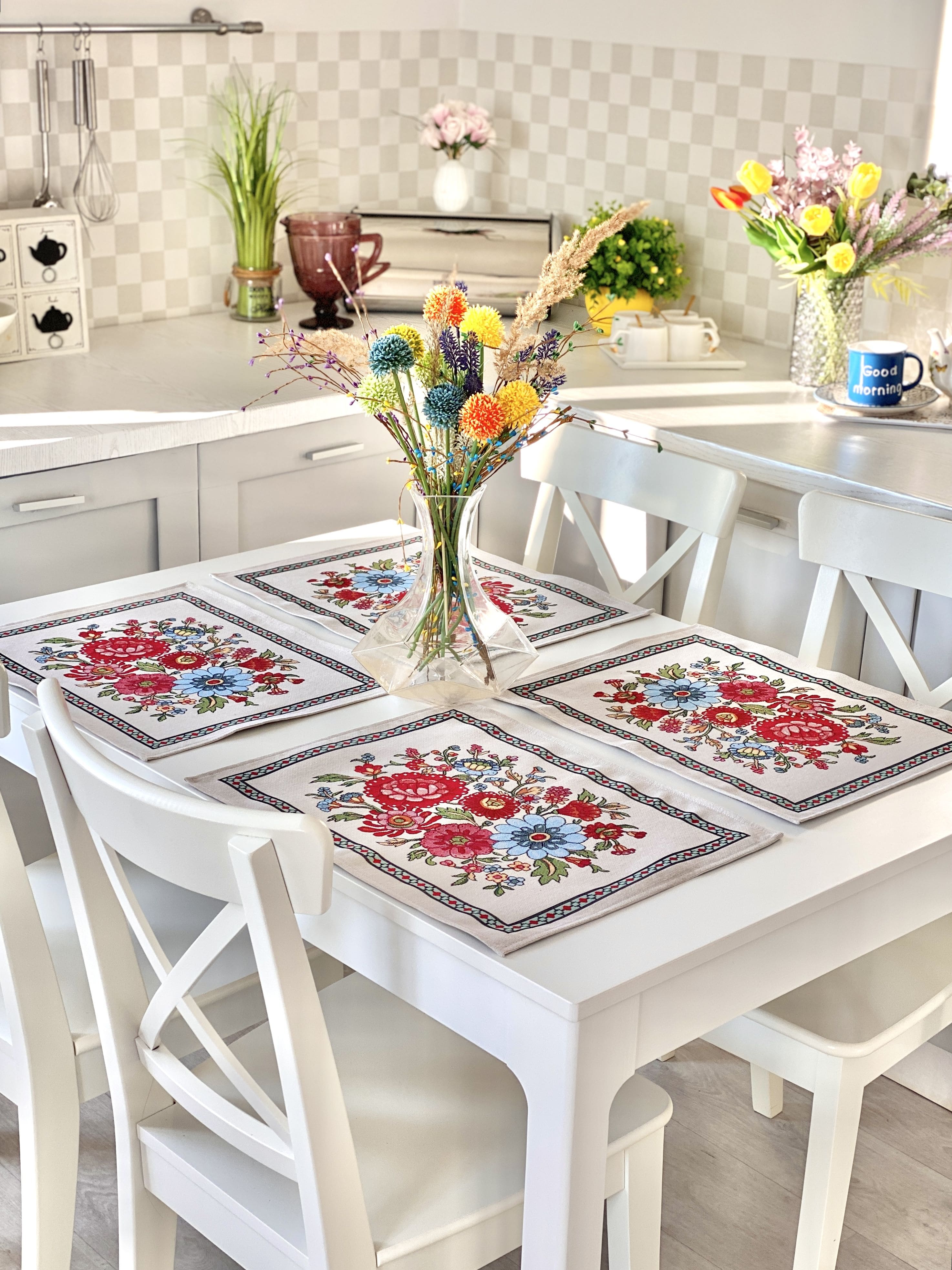 Placemat set «Folk Floral» - Premium Tapestry - Textile4Family
