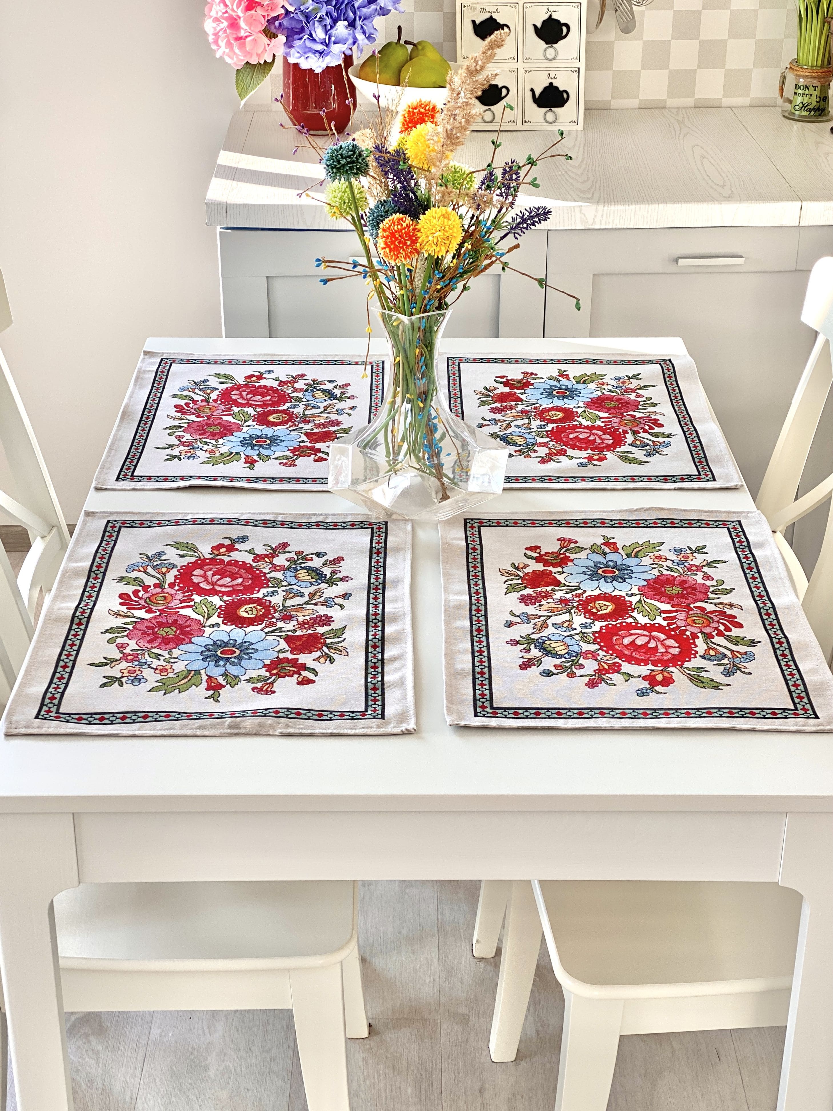 Placemat set «Folk Floral» - Premium Tapestry - Textile4Family