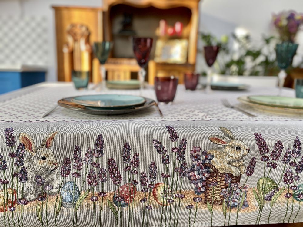 Easter tapestry tablecloth «Lavender bunny»