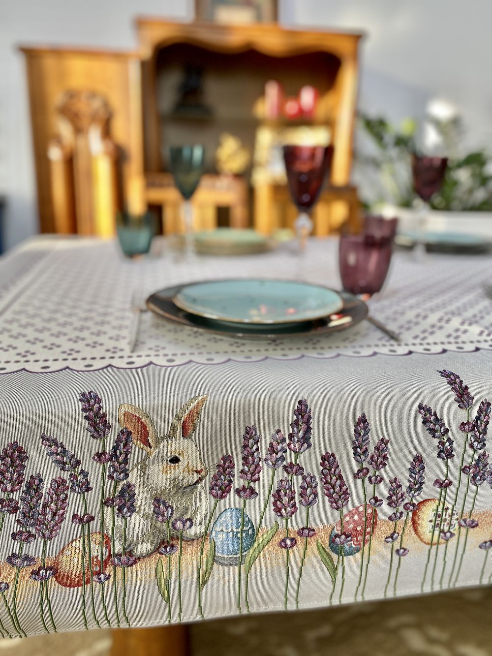 Easter tapestry tablecloth «Lavender bunny»