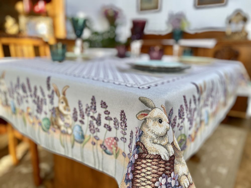 Easter tapestry tablecloth «Lavender bunny»