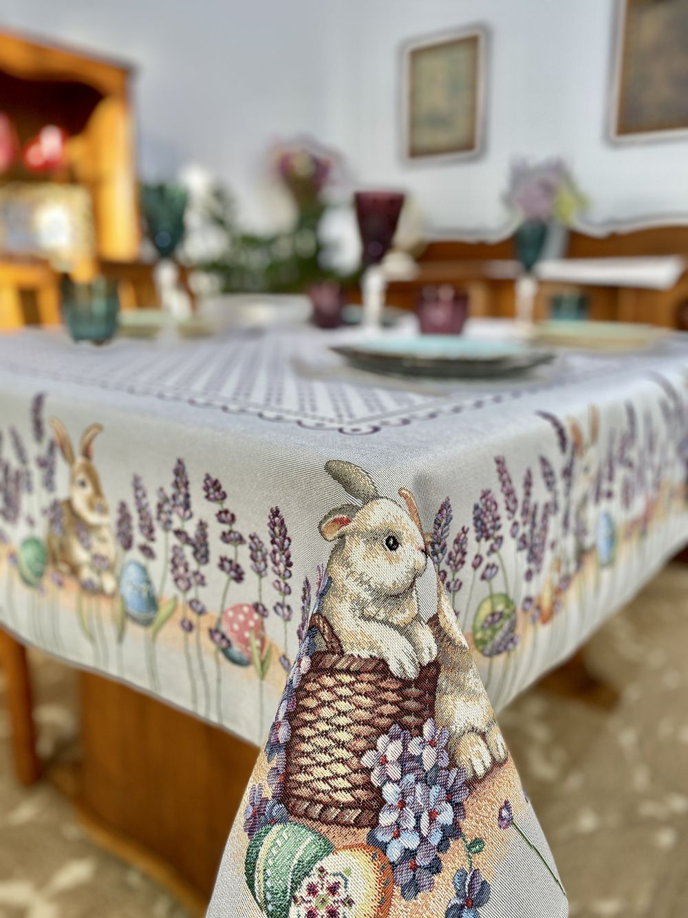 Easter tapestry tablecloth «Lavender bunny»