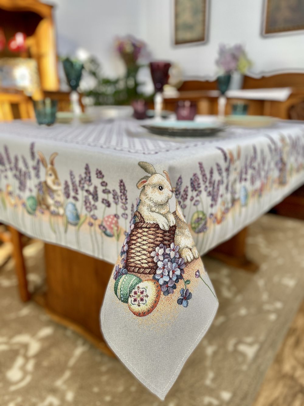 Easter tapestry tablecloth «Lavender bunny»