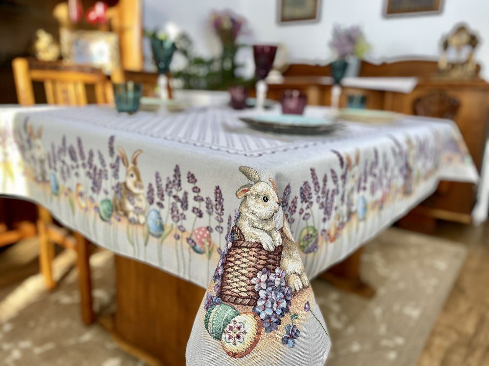 Easter tapestry tablecloth «Lavender bunny»