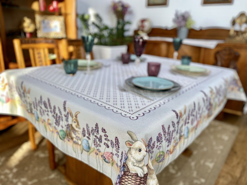 Easter tapestry tablecloth «Lavender bunny»