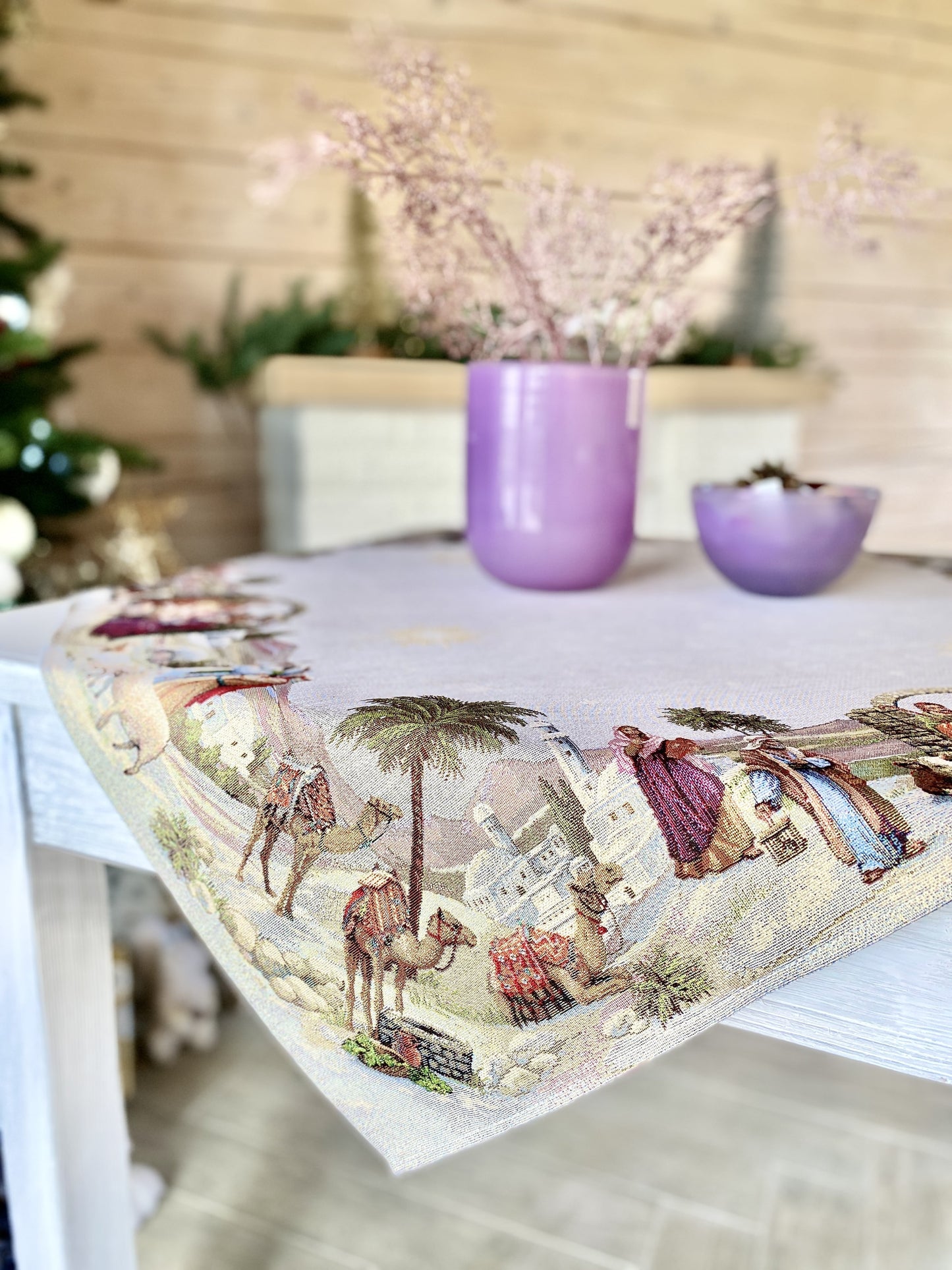 Christmas tapestry tablecloth «Nativity» with golden thread Limaso Textile