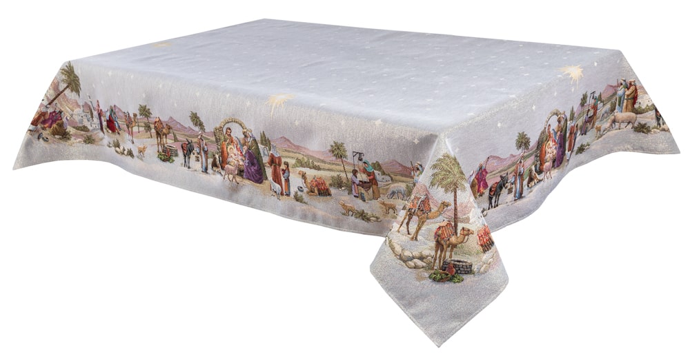 Christmas tapestry tablecloth «Nativity» with golden thread Limaso Textile