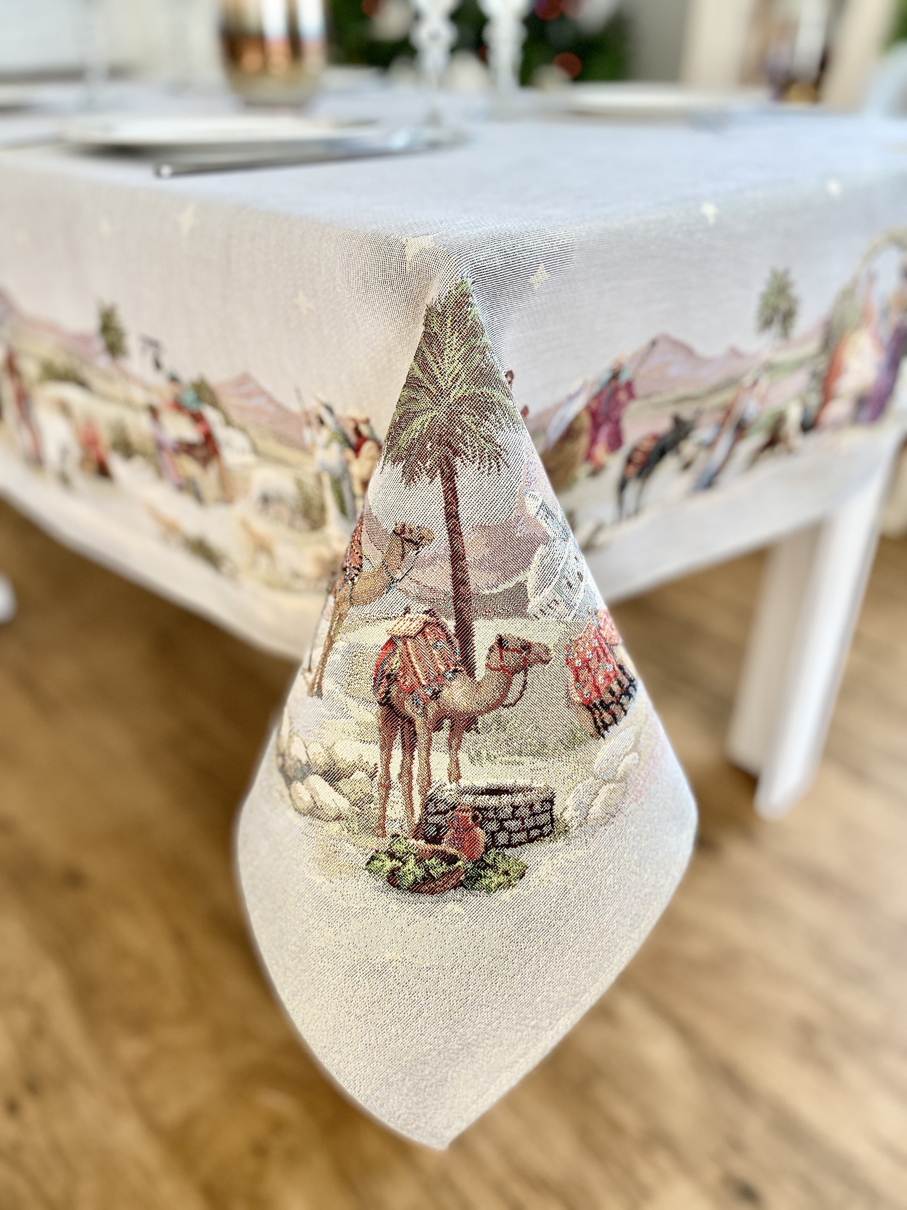 Christmas tapestry tablecloth «Nativity» with golden thread Limaso Textile
