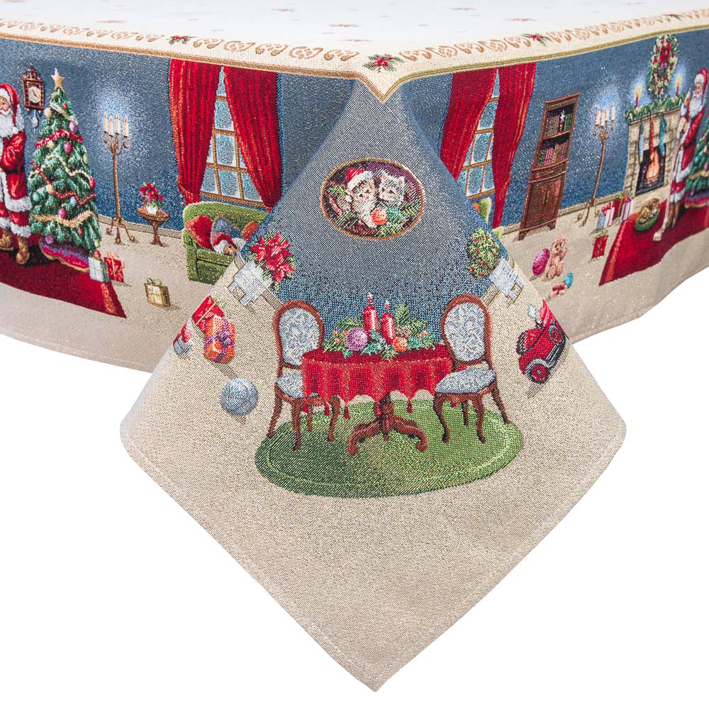 Christmas tapestry tablecloth «Letter for Santa» with golden thread