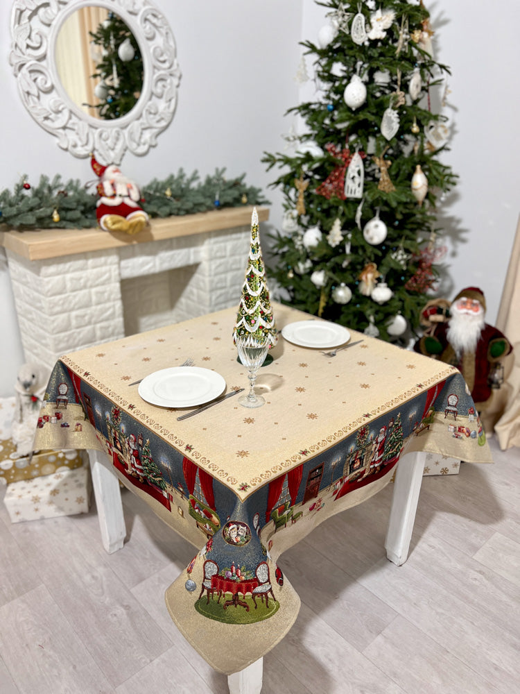 Christmas tapestry tablecloth «Letter for Santa» with golden thread