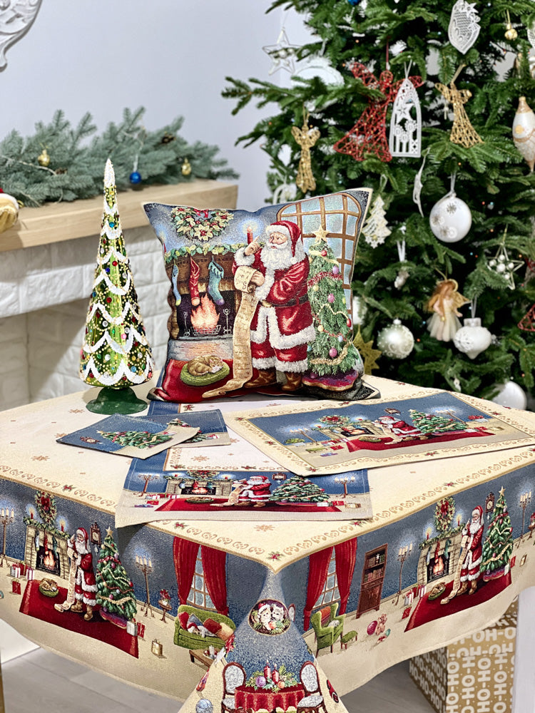 Christmas tapestry tablecloth «Letter for Santa» with golden thread