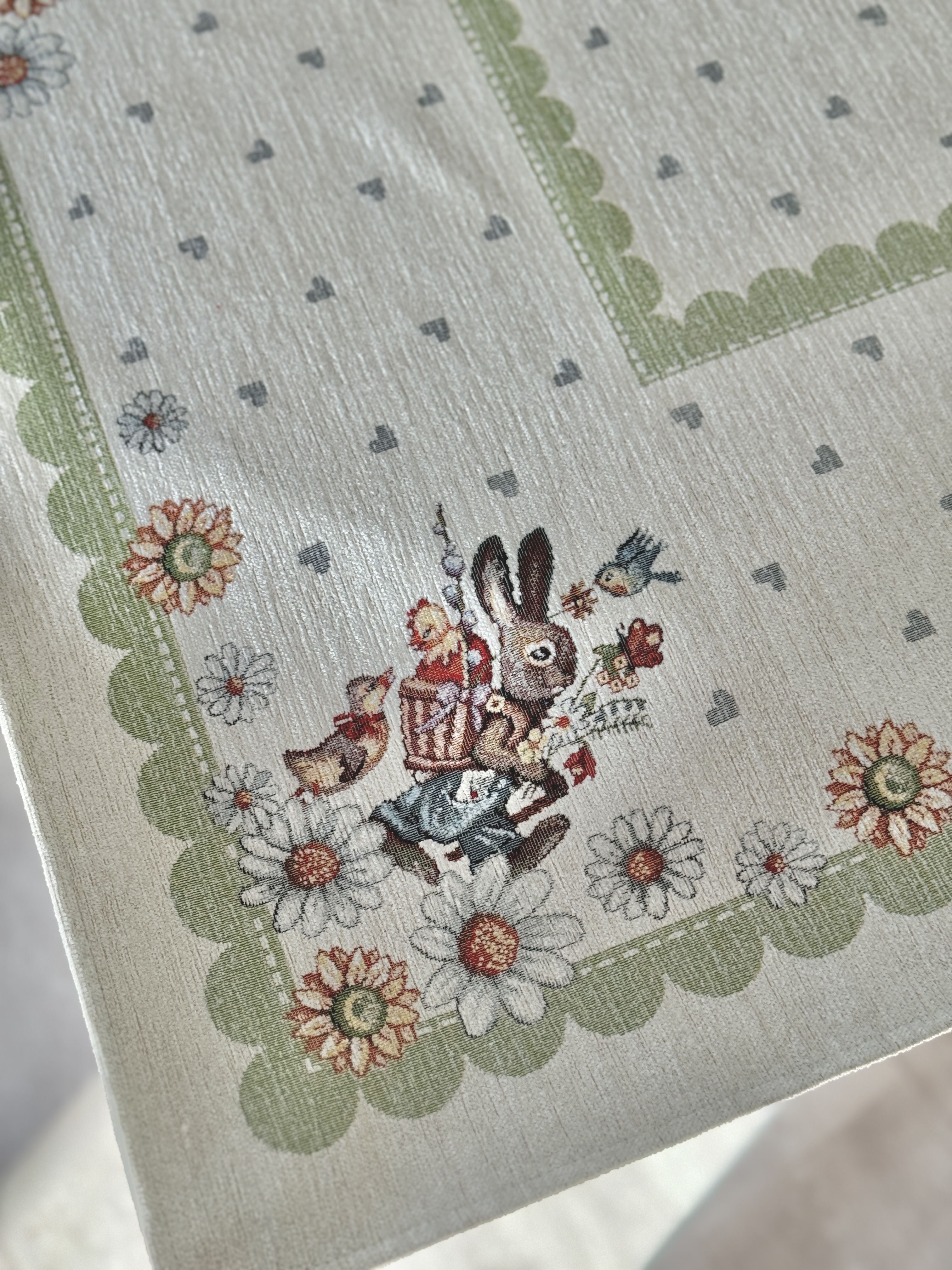 Easter tapestry tablecloth «Bunny in daisies» with microfibre Limaso Textile