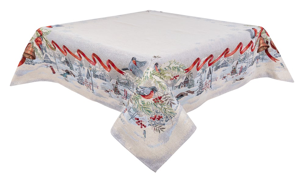 Christmas tapestry tablecloth «Christmas News» with silver thread