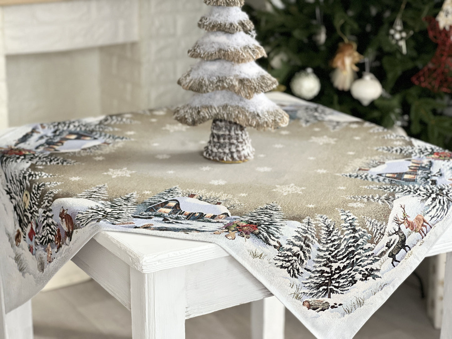 Christmas tapestry tablecloth «Winter Day Magic» without lurex