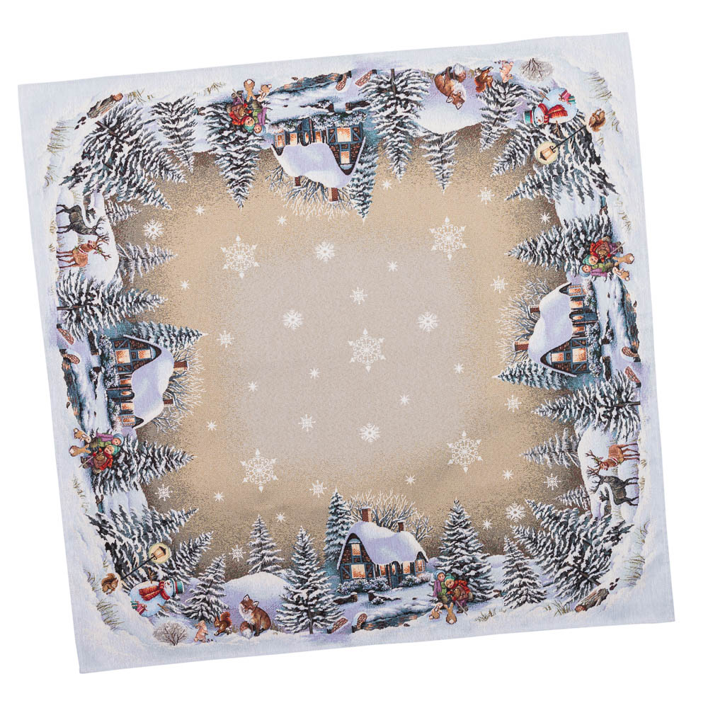 Christmas tapestry tablecloth «Winter Day Magic» without lurex
