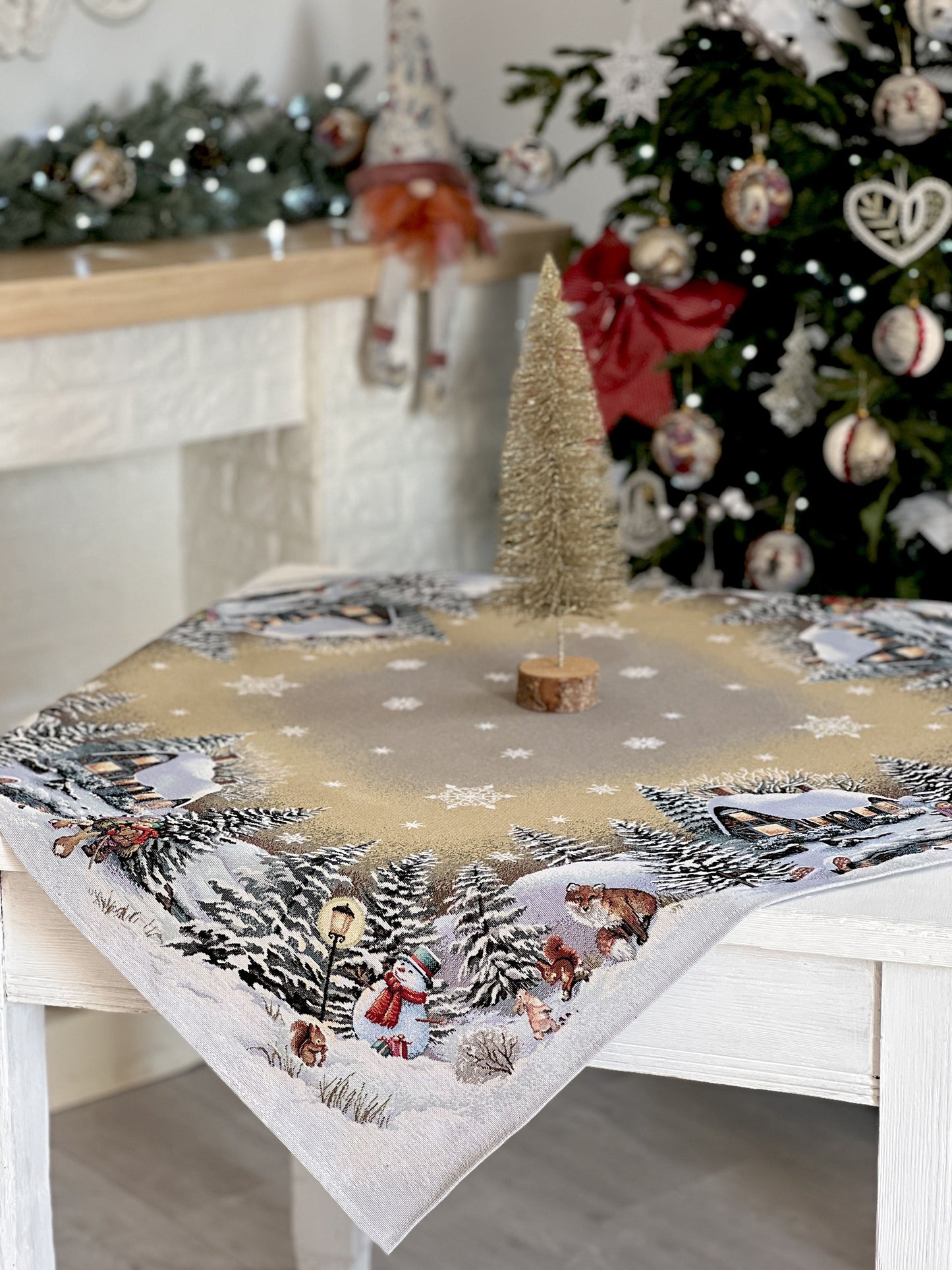 Christmas tapestry tablecloth «Winter Day Magic» without lurex
